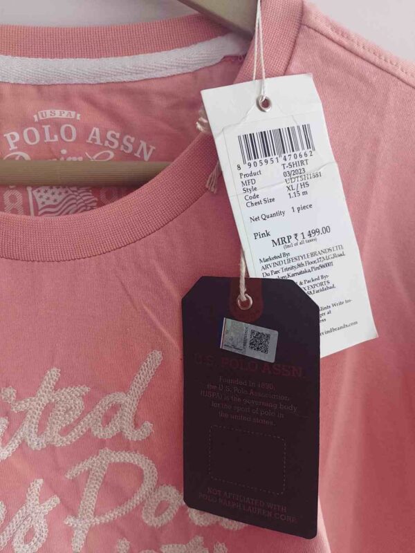 U.S. Polo Assn. Peach Cotton Regular Fit T-Shirt - Image 4
