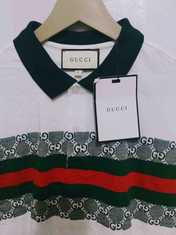 Gucci White Cotton-Blend Piqué Polo T-Shirt – Luxury Casualwear for Men - Image 2