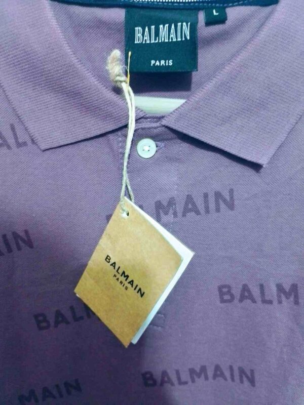 BALMAIN Polo Cotton T-Shirt With Logo – Refined Edge, Iconic Detail - Image 2