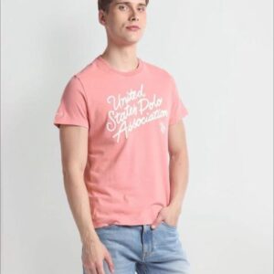 U.S. Polo Assn. Peach Cotton Regular Fit T-Shirt