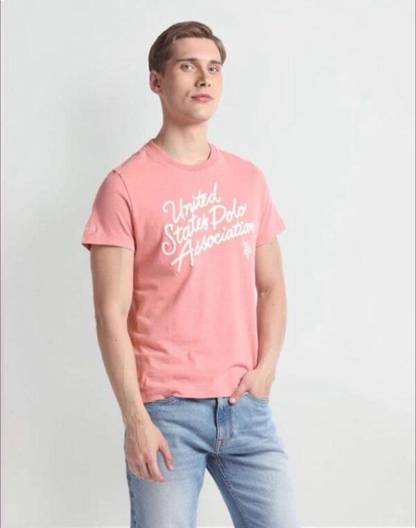 U.S. Polo Assn. Peach Cotton Regular Fit T-Shirt